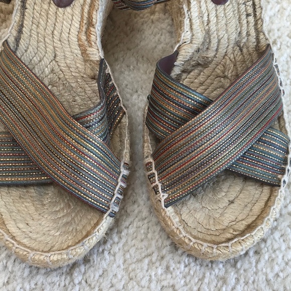 VINCE/METALLIC MULTI STRIPE- ROPE ESPADRILLE WEDGE - Picture 2 of 6